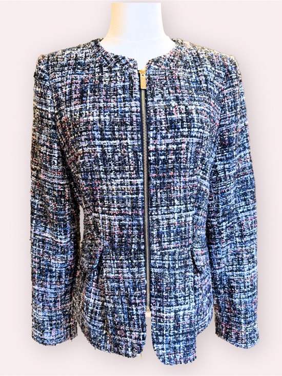 Jackets & Blazers - Donna Karan New York Boucle Tweed Full Zip Peplum Jacket Multi Size 6